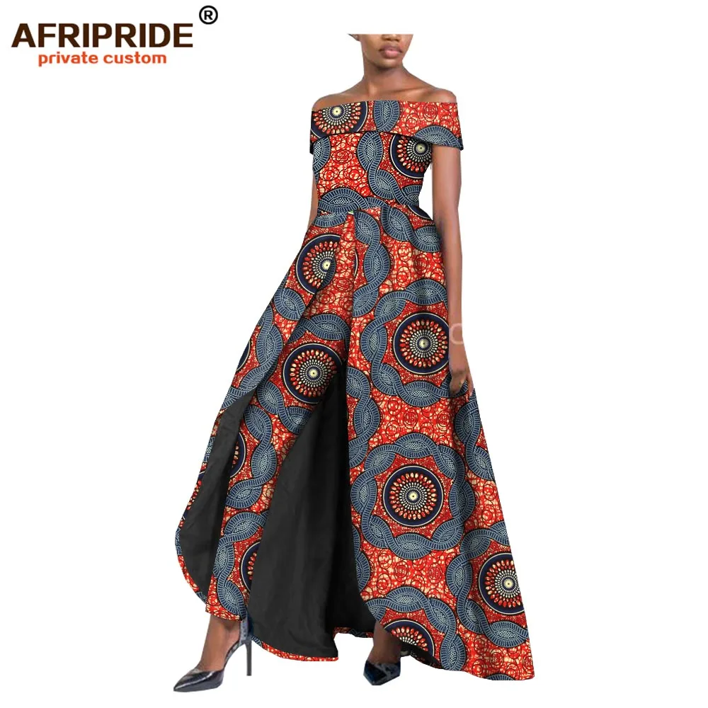 

2019 african style women two-piece suit for lady long splits dress+long ankara pants dashiki real wax print AFRIPRIDE A1926005