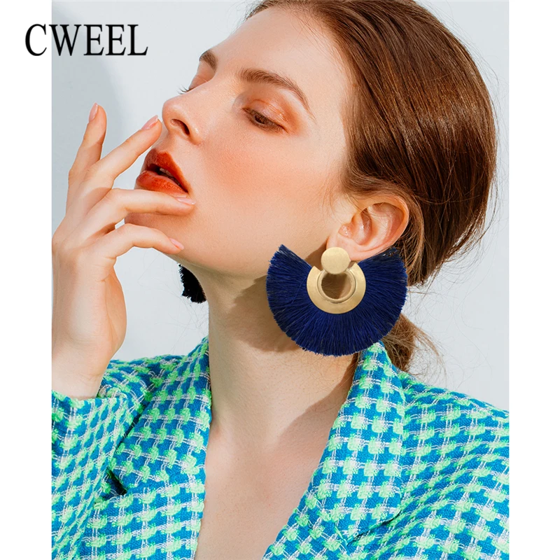 CWEEL модные серьги для женщин с кисточками женские 2019 Бохо эффектные круглые
