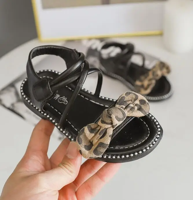 Г. Новая летняя обувь в римском стиле для маленьких девочек детская обувь принцессы сандалии с леопардовым бантом Размер 15,5 см-22 см