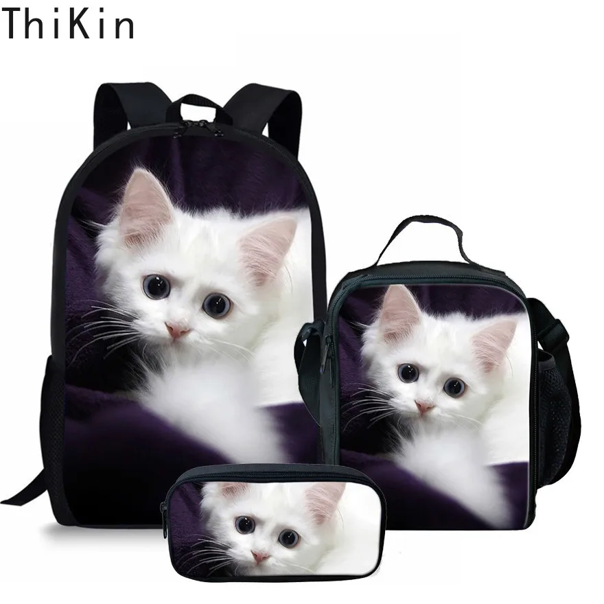 

THIKIN 3Pcs/Set Adorable Kitten Cat School Bags for Girls Boys German Shepherd Printing Student Backpacks Children Bookbag 2019