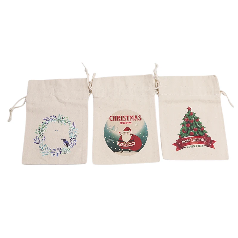 1 шт.,, новогодний Рождественский мешок для конфет, Санта Клаус, холщовый мешок, столовая посуда, деревенские винтажные чулки, Подарочная сумка IC899499