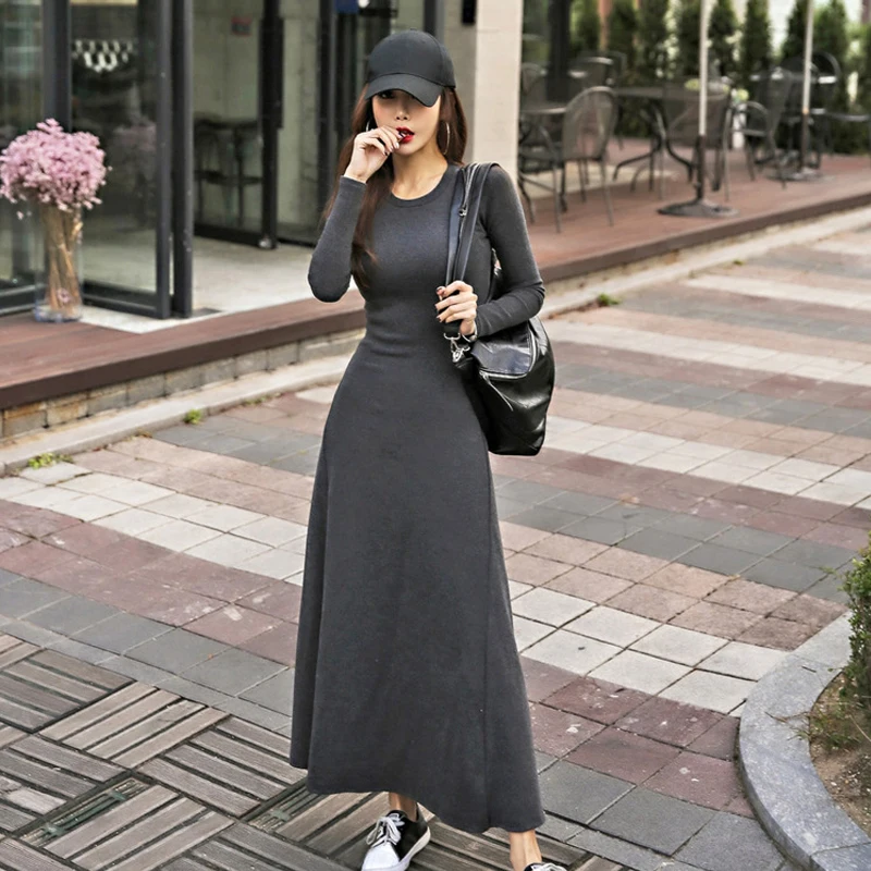 

Fashion women thick warm work style knit a-line dress new arrival comfortable temperament fresh simple cute trend basic dress