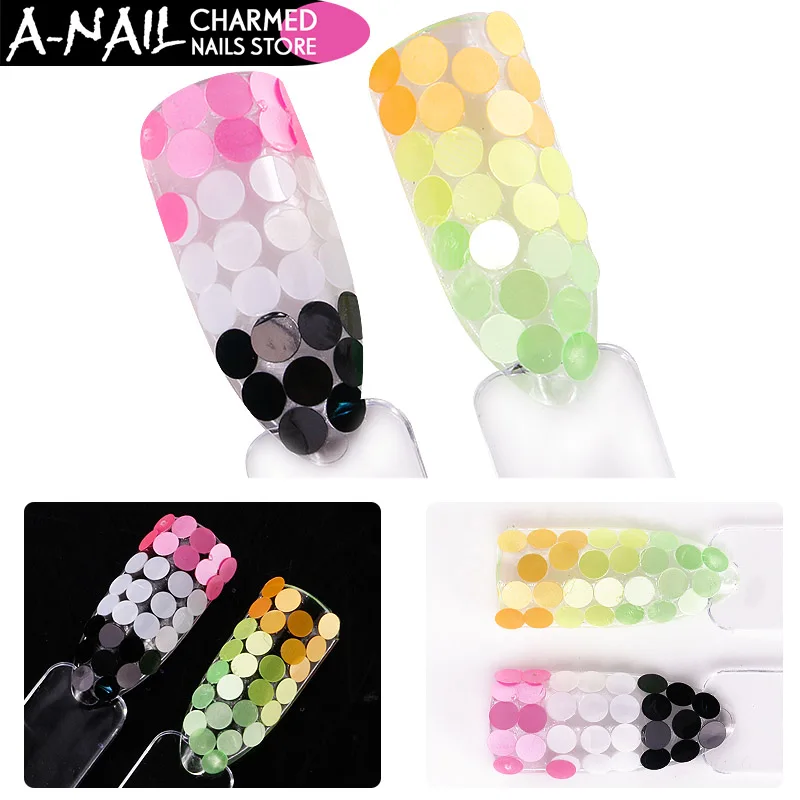 

12 boxes/set Round shape Pearl Shimmer Nail Sequins Mermaid Solid color Ultra-thin Sequins 3D UV Gel polish Nail Art decorations