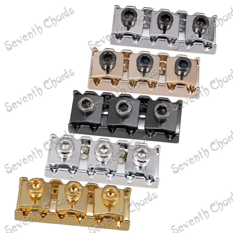 

Electric Guitar Locking Nuts For Double Locking Systyem Tremolo Bridge Replacement Length 42.2mm - Chrome & Black & Gold