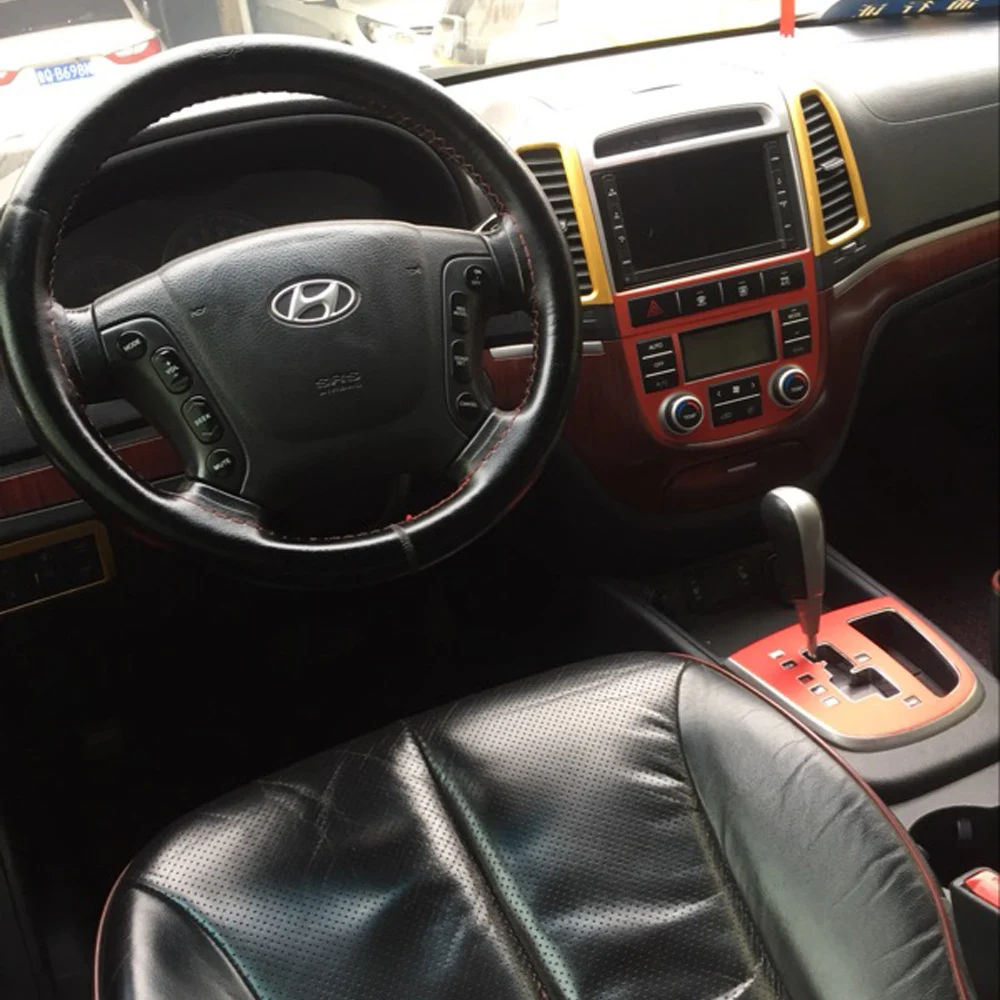 

For Old Hyundai SantaFe 2006-2012 Interior Central Control Panel Door Handle Carbon Fiber Stickers Decals Car styling Accessorie