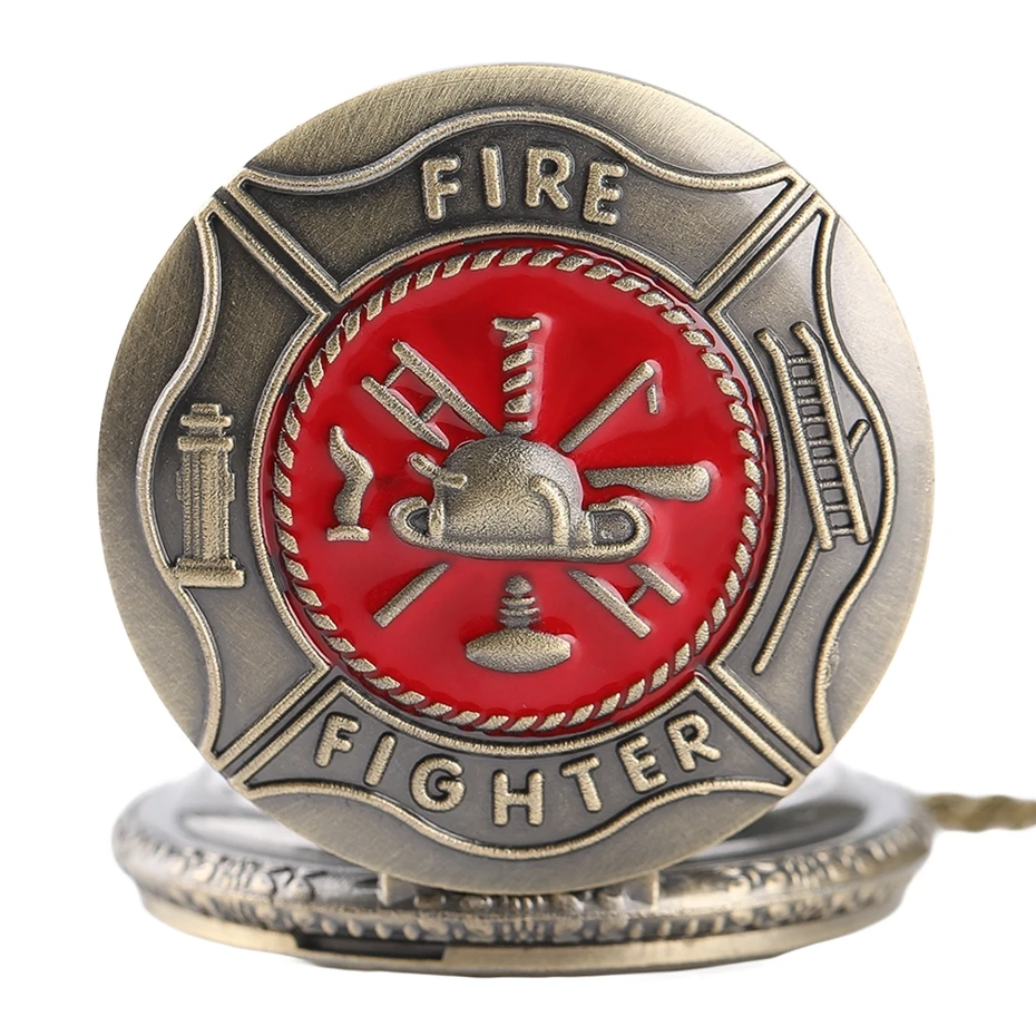 Vintage BronzeRed Fire Fighter Quartz Pendant Pocket Watch Chain Necklace Jewelry Firefighter Gifts Sets for Men Women Ulzzang 2017 2018 christmas Gifts (12)
