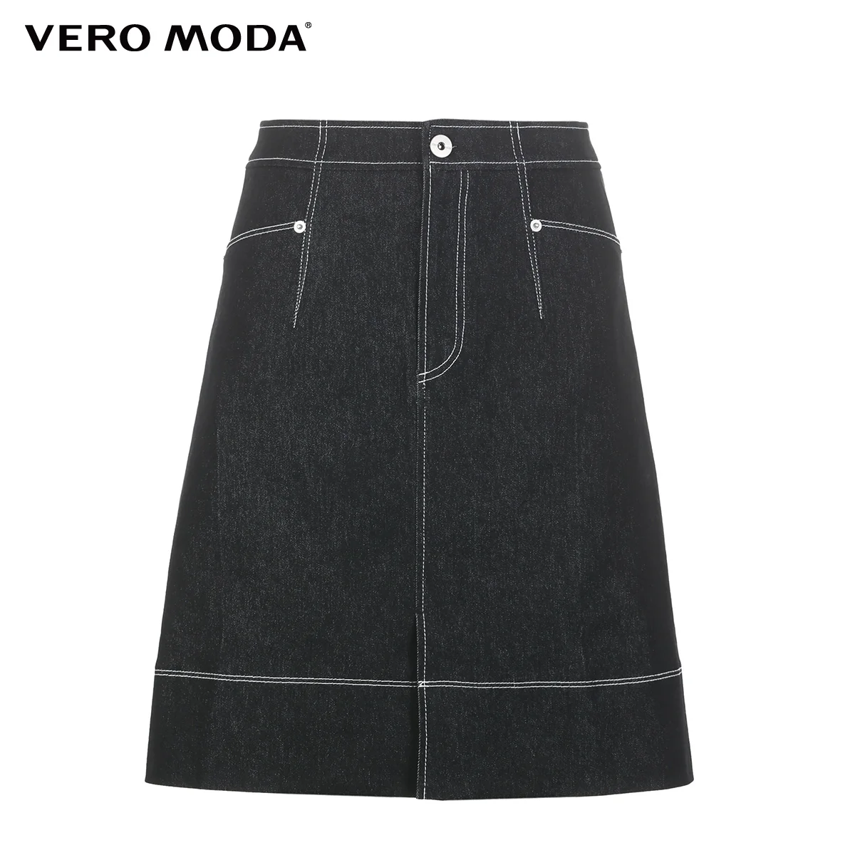 Vero Moda Новая женская OL Стиль Высокая талия видимые стежки мини джинсовая юбка | 318337508