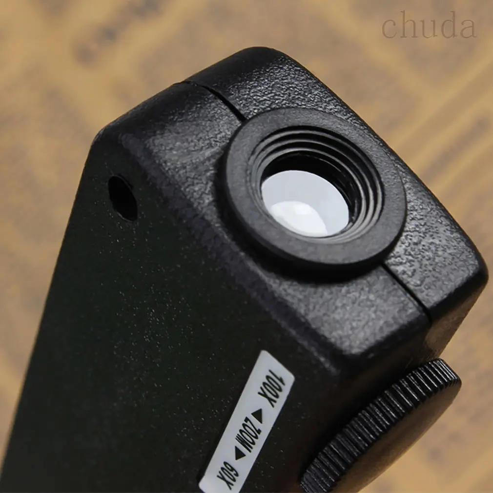Мини 60x 100x с подсветкой Zoom Карманный микроскоп увеличительное стекло Лупа ручная