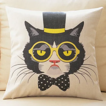 

Custom Made Cushion Cover Pillow Case Seat Lumbar Envelop for Sofa Linen Cotton 45 x 45cm 55 x 55cm Cat Wolf