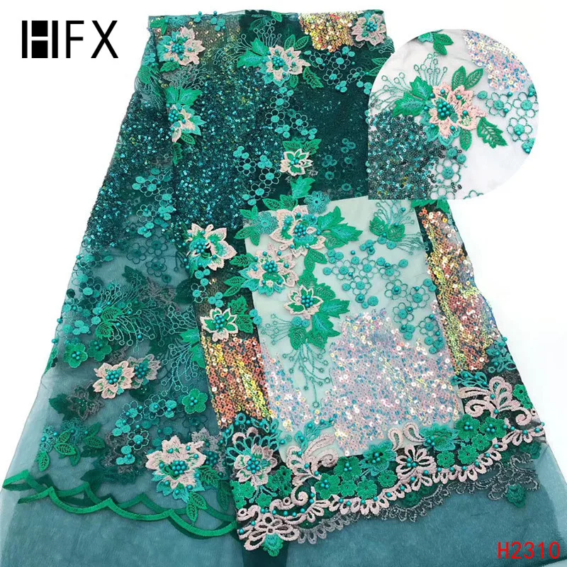 HFX африканская кружевная ткань высокого качества лук цвет французская сетчатая вышивка кружевная ткань со стразами для Нигерии вечерние платья F2310