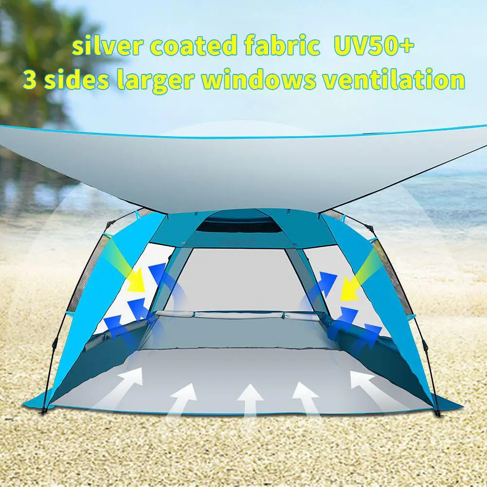 

Outdoor Lightweight Cabana Beach Tent with 2 Support Poles Stylish Sun-Blocking Waterproof Camping Tent For Hiking Beach Travel