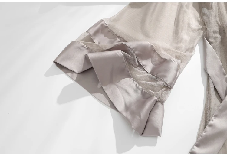 Серая сексуальная ночная рубашка банный халат утренние халаты для невесты прозрачное сексуальное нижнее белье соблазнительное Сетчатое атласное кимоно Халат