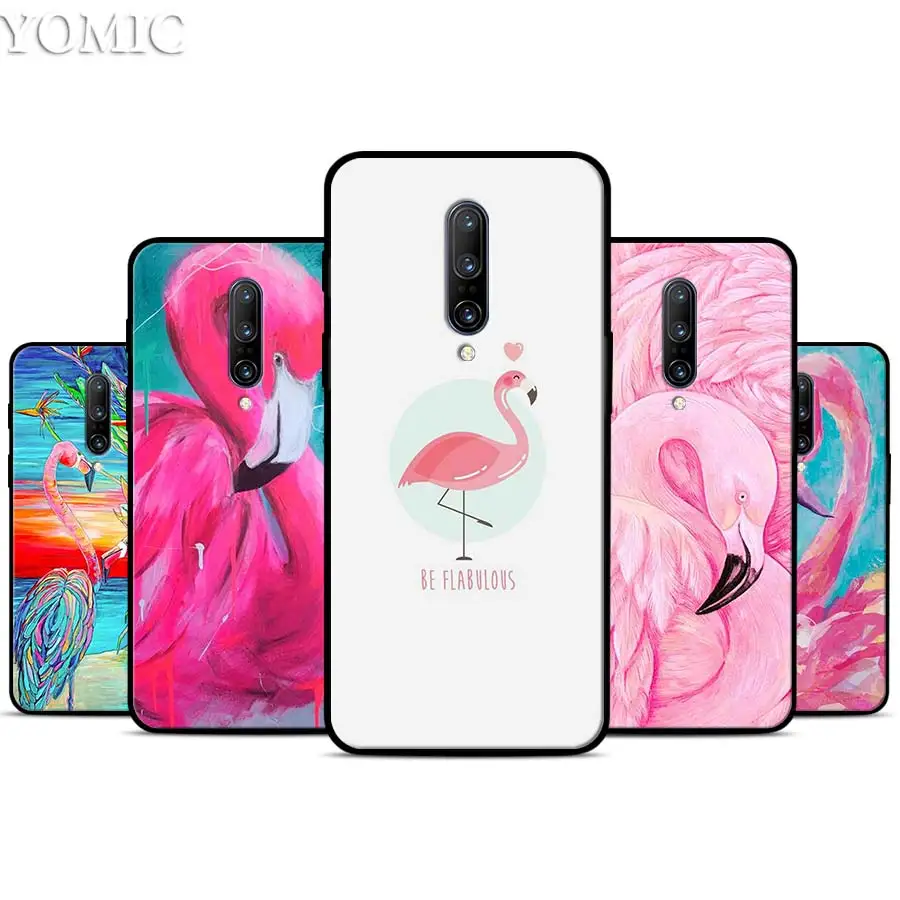 My Flamingo rose Silicone Case for font b Oneplus b font font b 7 b font