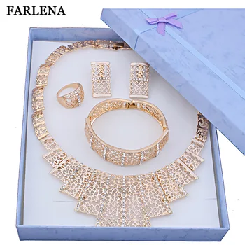 

FARLENA Gold Color Geometric Shape Hyperbole Necklace set Top Gorgeous Nigerian Wedding African Beads Jewelry Sets