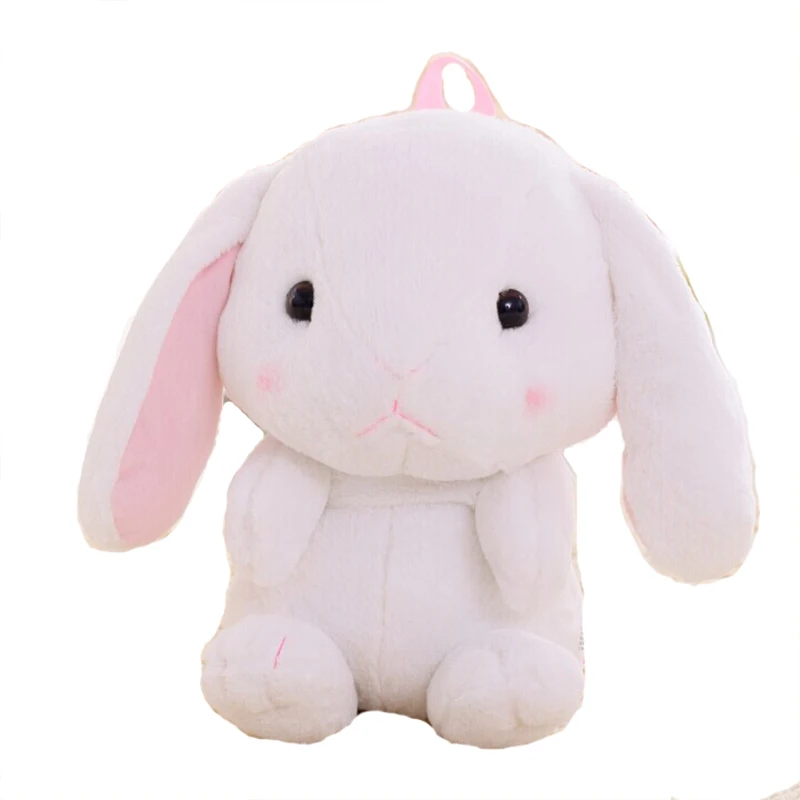 

2018 bags of new creative animation hot white rabbit cute backpack big ear rabbit doll plush rabbit doll birthday gift bag