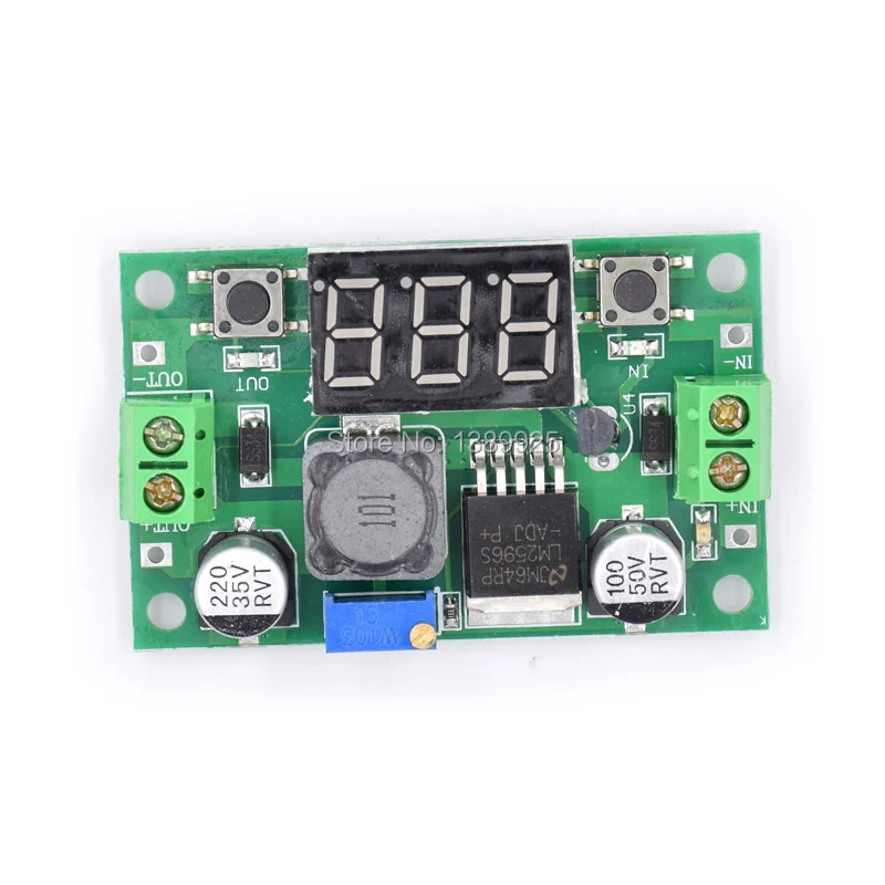 

5pcs/lot LM2596 DC 4.0~40 to 1.3-37V Adjustable Step-Down Power Module + LED Voltmeter DC/DC