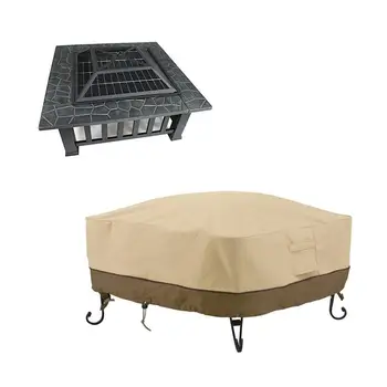 

Monokweepjy Square Fire Pit Cover Stove Round Cover Oxford Fabric Dust Waterproof Covers For Home Garden Supplies 107*107*56cm