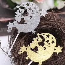 Ангел Луна вставка кекс вырезанная карта день рождения десертный стол торт открытка с украшениями Ангел луна звезды образный подарок вставка для торта