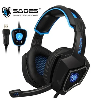 

SADES Spirit Wolf USB 7.1 Surround Sound Gaming Headset Wear Comfortable USB Wired Headphones Cool LED Earphones For Laptop PC