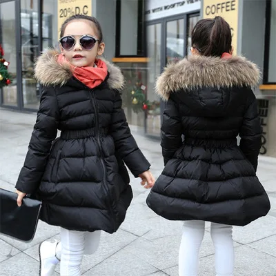 2019 girls winter coat children clothing kids clothes fur collar hooded  thick coat winter jackets for girls clothes age 3-15Y