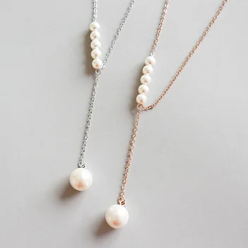 

Trendy 100% 925 Sterling Silver Simulated Pearl Pendant Necklace For Women S925 Silver Lovers Jewelry Girl Gift