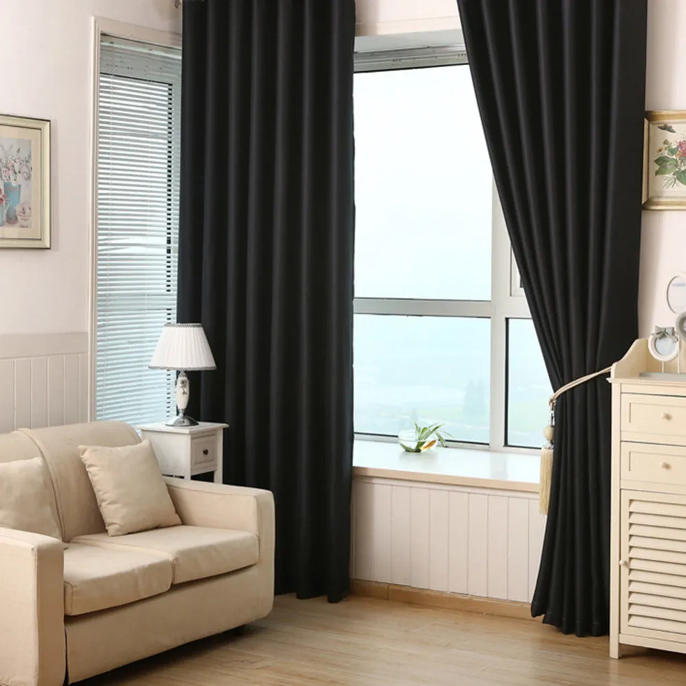 1 шт затемненные шторы сплошной цвет все тени ткань изоляция занавески для гостиной для спальни окна кухонные занавески