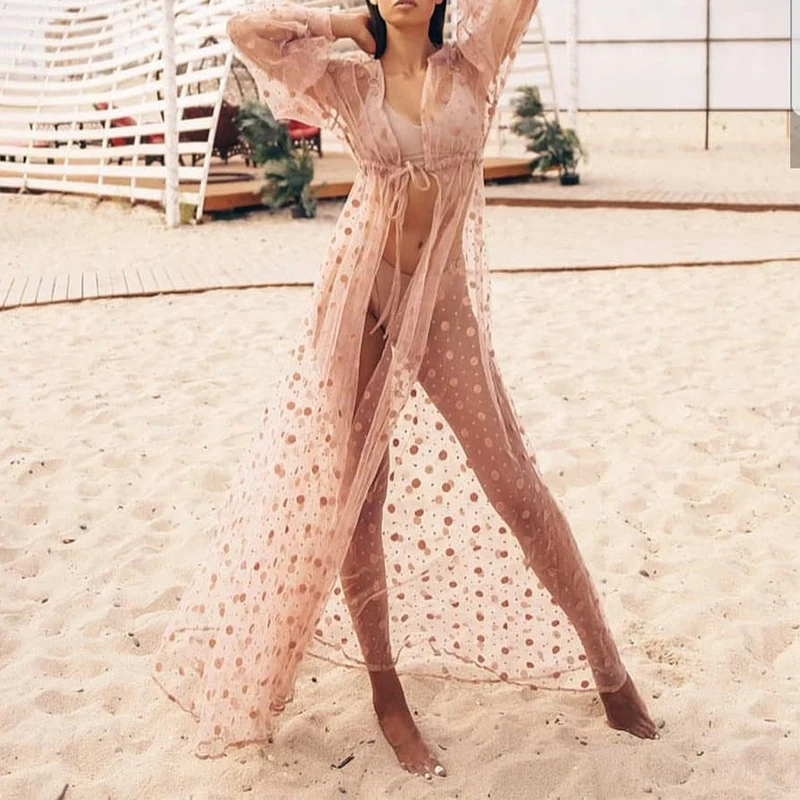 Бикини, закрывающее длинное пляжное платье для женщин, прозрачный купальник, накидка, saida de beach sarong, туника для женщин