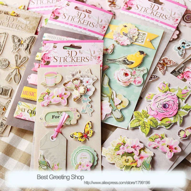 Buy 19 sets of creative scrapbooking 3D stickers