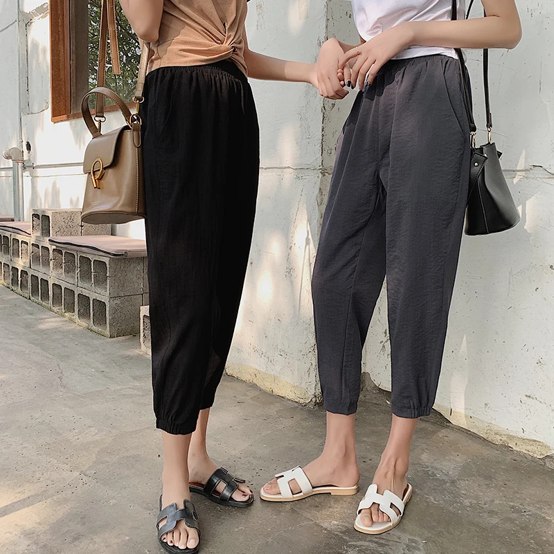 2019 Summer New Women Ankle-length Pants Female Korean Elastic Waist Harem Pants Woman Casual Loose Trousers 2019 Summer New Women Ankle-length Pants Female Korean Elastic Waist Harem Pants Woman Casual Loose Trousers