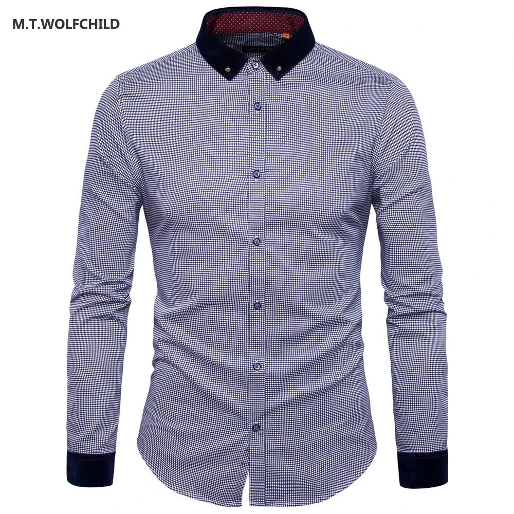 High quality 2017 new style font b mens b font lapel collar plaid long sleeve font