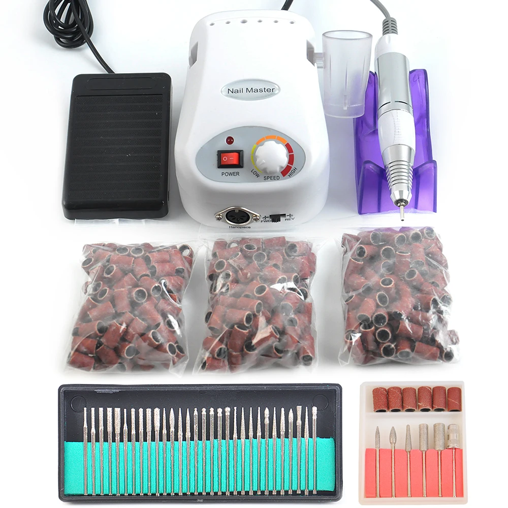 

Pro Electric White Diamond Nail Drill File Machine+150pcs Sanding Bands+30pcs Nail Drill Bit