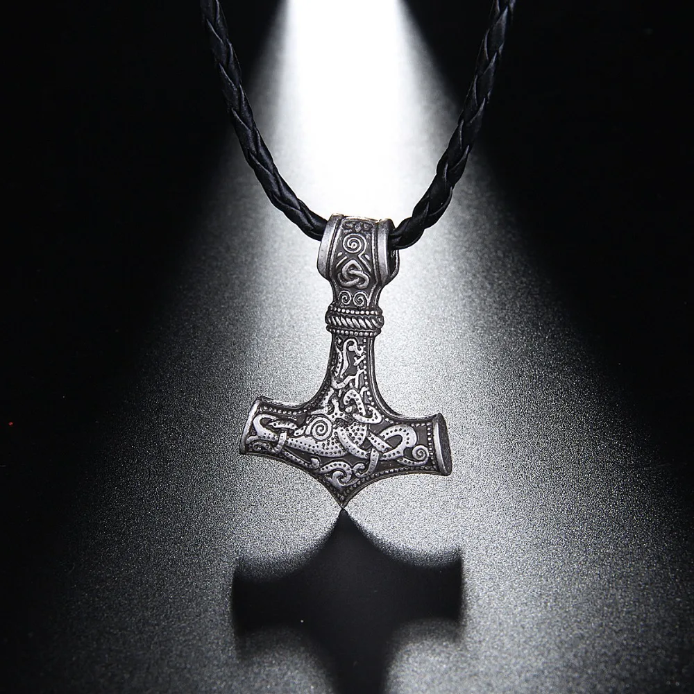 Viking Mjolnir Projeto Colar de Pingente de Âncora Com Escultura de Prata Brown Cor Homens Colares Acessórios Masculinos Jóias Étnicas