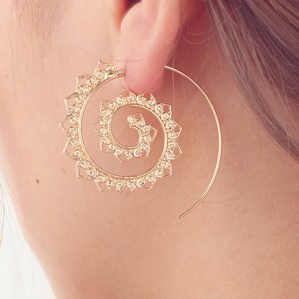 

Stylish Jewelry women's Vintage Spiral Heart Alloy Dangle Earring Charm Unique Women Party Earrings Women Accessories Gifts Gold
