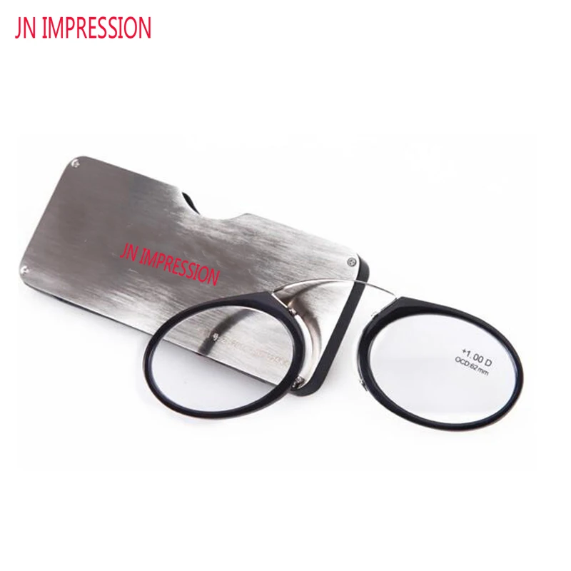2021 Titanium Mini Reading Glasses Clip Nose Round Optical With Box Wallet Portable Prescription Eyewear Degree 1 To 3.5 | Аксессуары
