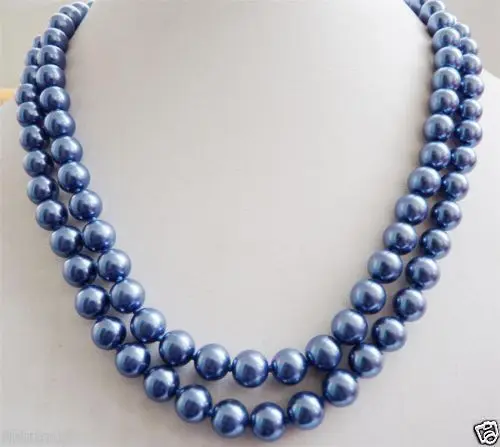 

Love 10MM Navy Blue Shell Pearl Necklace 36"k01