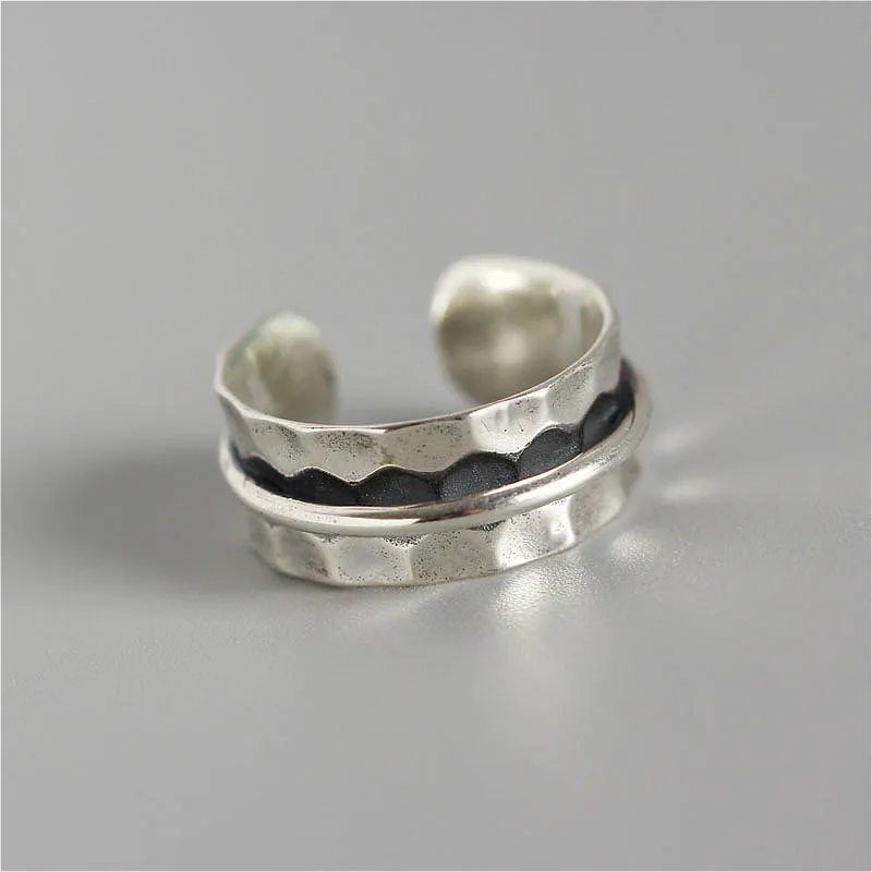 

Fengxiaoling New Fashion 925 Sterling Silver Rings For Women Geometric Uneven Baroque Womens Rings Jewelry