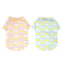 Повседневная футболка для домашних собак, облачное пальто с принтом с отворотом для весны и лета, мягкая одежда для щенков, товары для собак