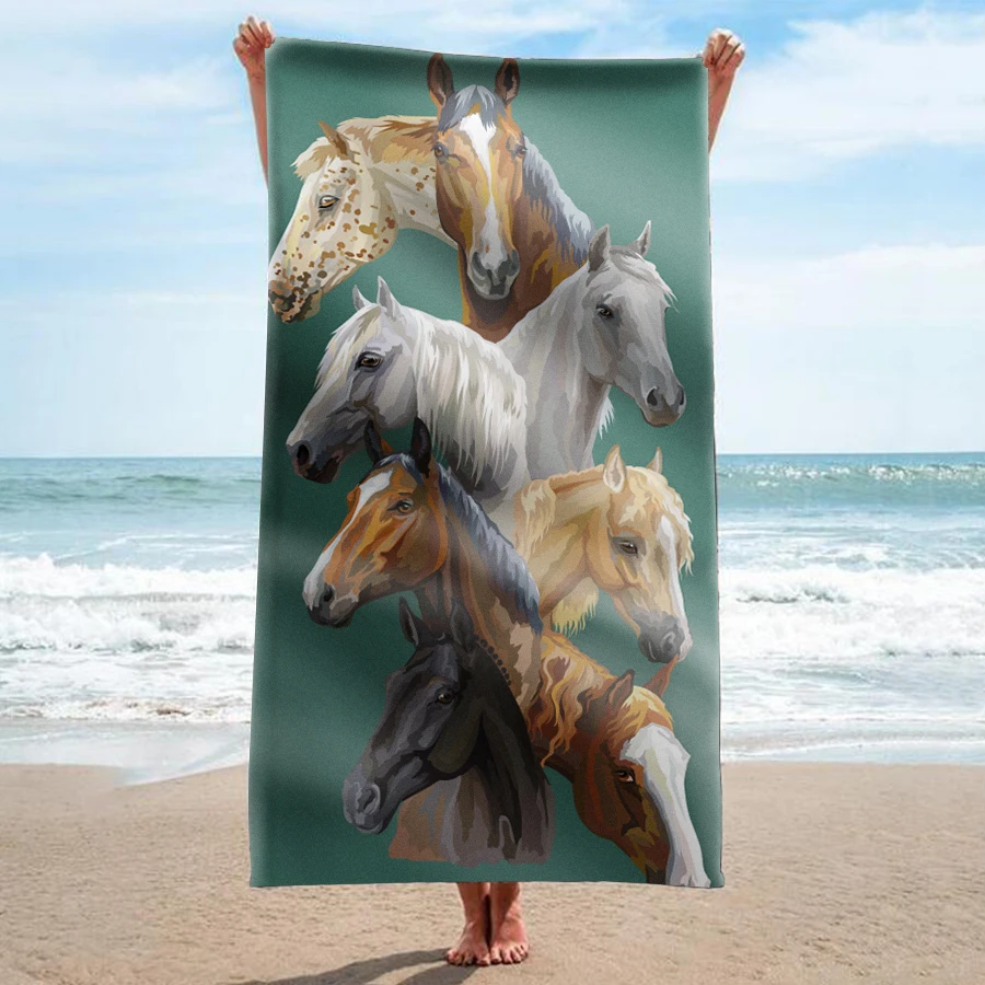 

GNORRIS Custom Sand Free Microfiber summer horse rectangle Beach Towel - Quick Dry Super Water Absorbent towels
