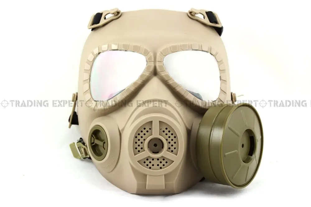 Airsoft Anti Fog Turbo Fan System Full Face Protector Gas Mask MO4 Tan