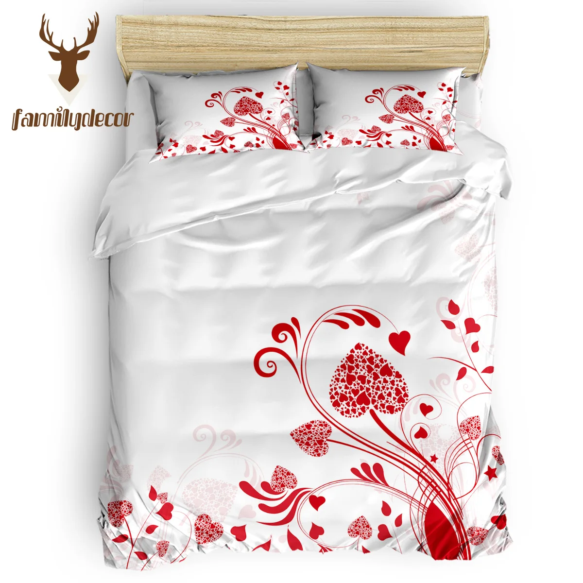 

FamilyDecor Valentine's Day Decoration Love Bedding Set Luxury Comforter Bedding Sets 3D King Size Red Blue Cotton DHL Free Ship