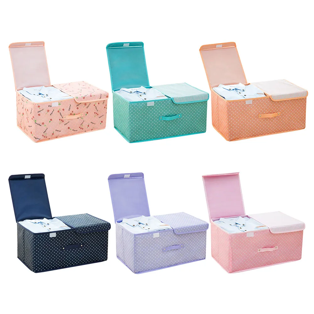 

Lid Handle Double cover Clothes storage box large capacity Clothing organizer waterproof folding box Container toy Closet Boxes