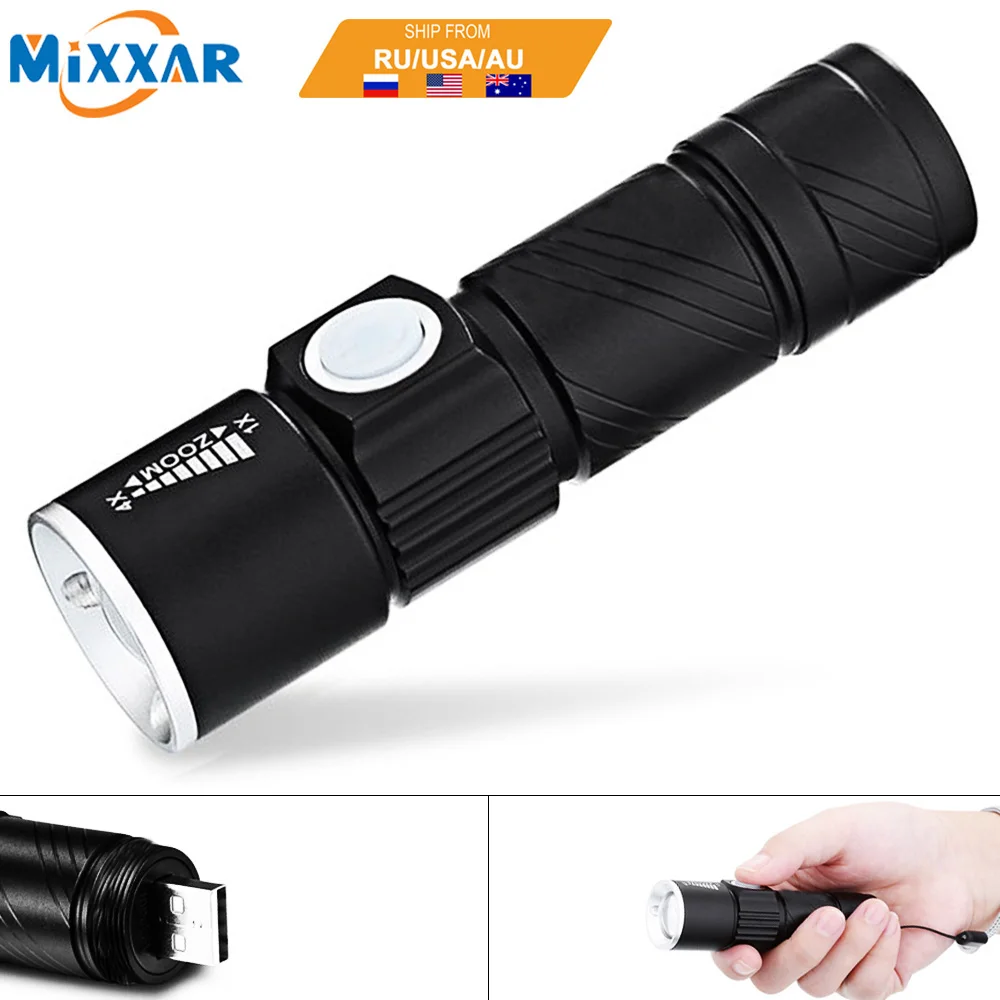 E Mini Flashlights Q5 USB Rechargeable Waterproof Ultra Bright LED