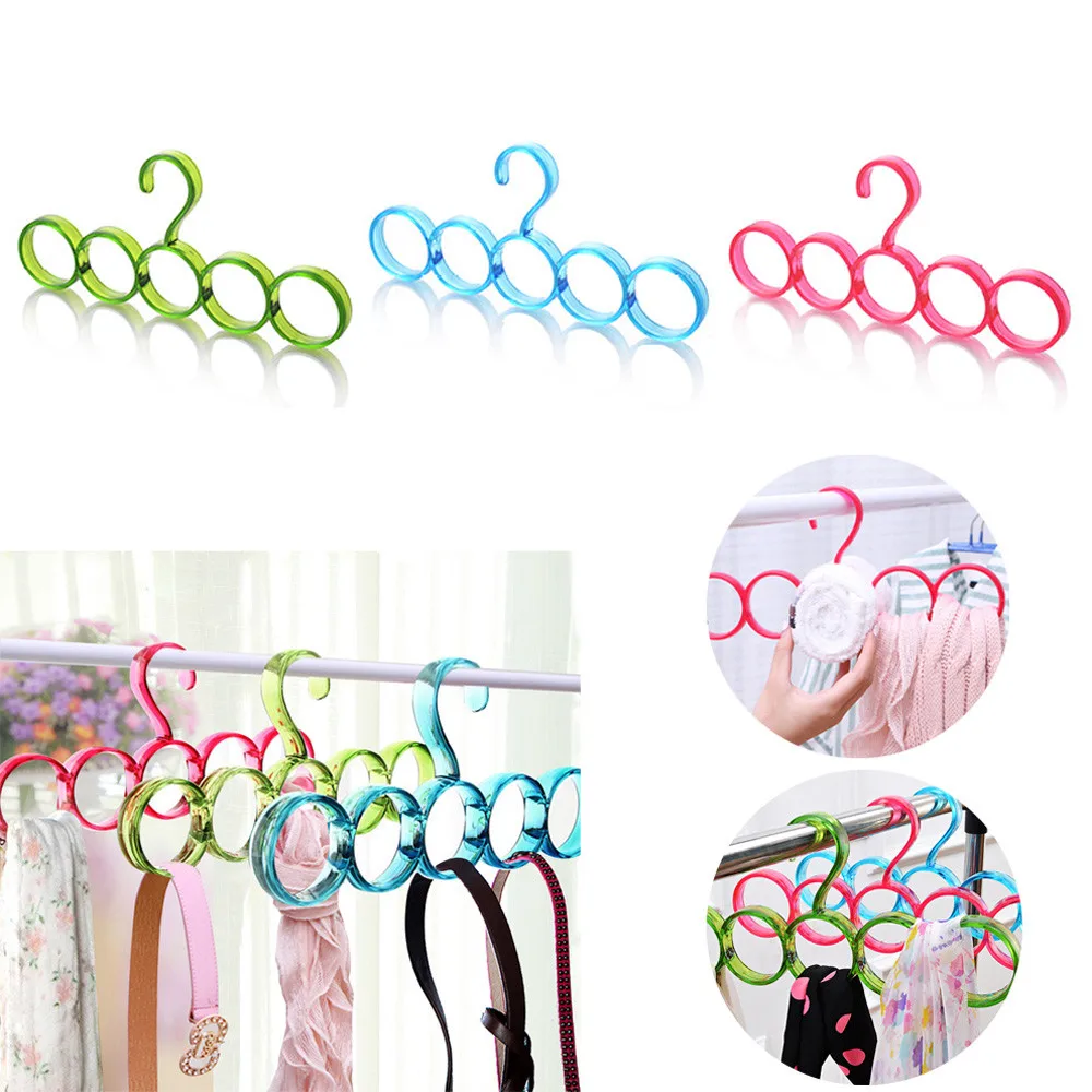 

1PC Multifunction Scarf Hanger 5 Hole Round Tie Clothes Belt Storage Rack