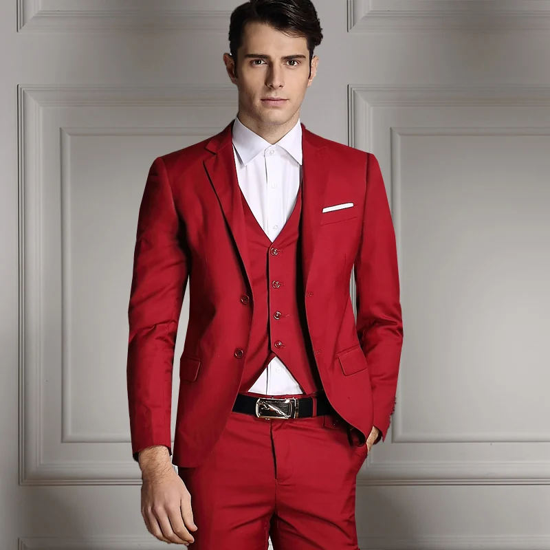 red groom dress