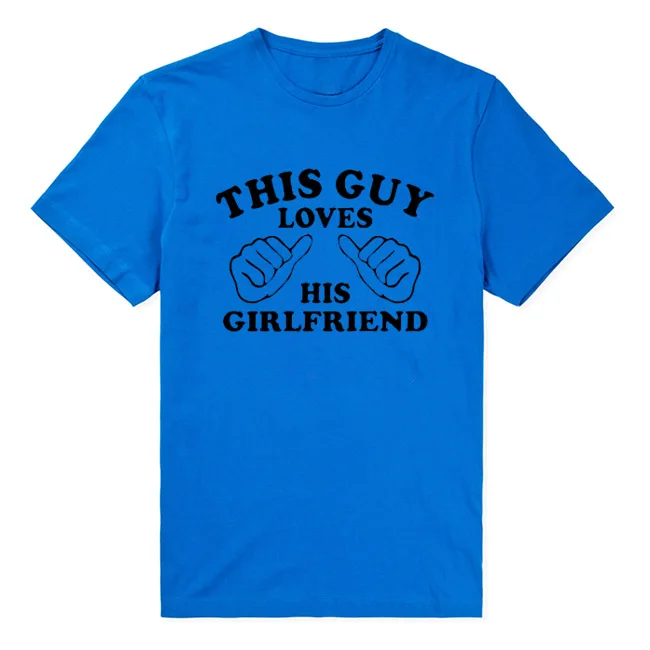 Подарок бойфренду, юбилейная футболка Gif, футболки-валентинки, футболка, этот мальчик любит свою подругу, я люблю мою подругу, подарок - Цвет: Синий
