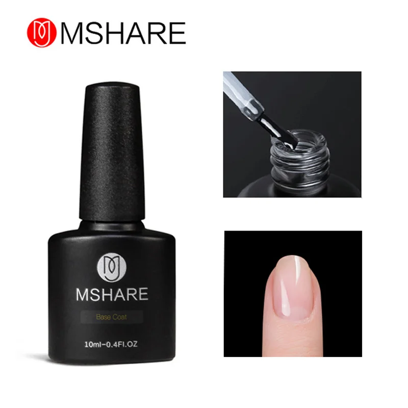 

MSHARE Nail Base Coat Nail Polish UV Gel Primer Varnish 10ML Soak Off Vernis Transparent Nails Led Removable Lacquer