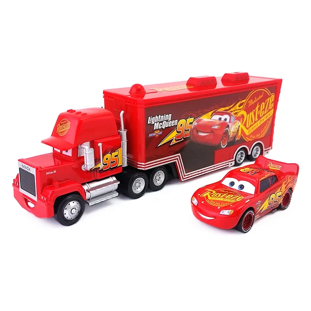 Disney Pixar Cars 3 Mack Hauler Truck Uncle And Mcqueen Plastic And Metal Toy Car 1:55 Loose