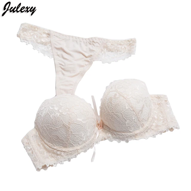 Julexy Sexy G String Small Size Women Bra Sets Luxury AB Cup Underwear Panty Set Solid Push Up
