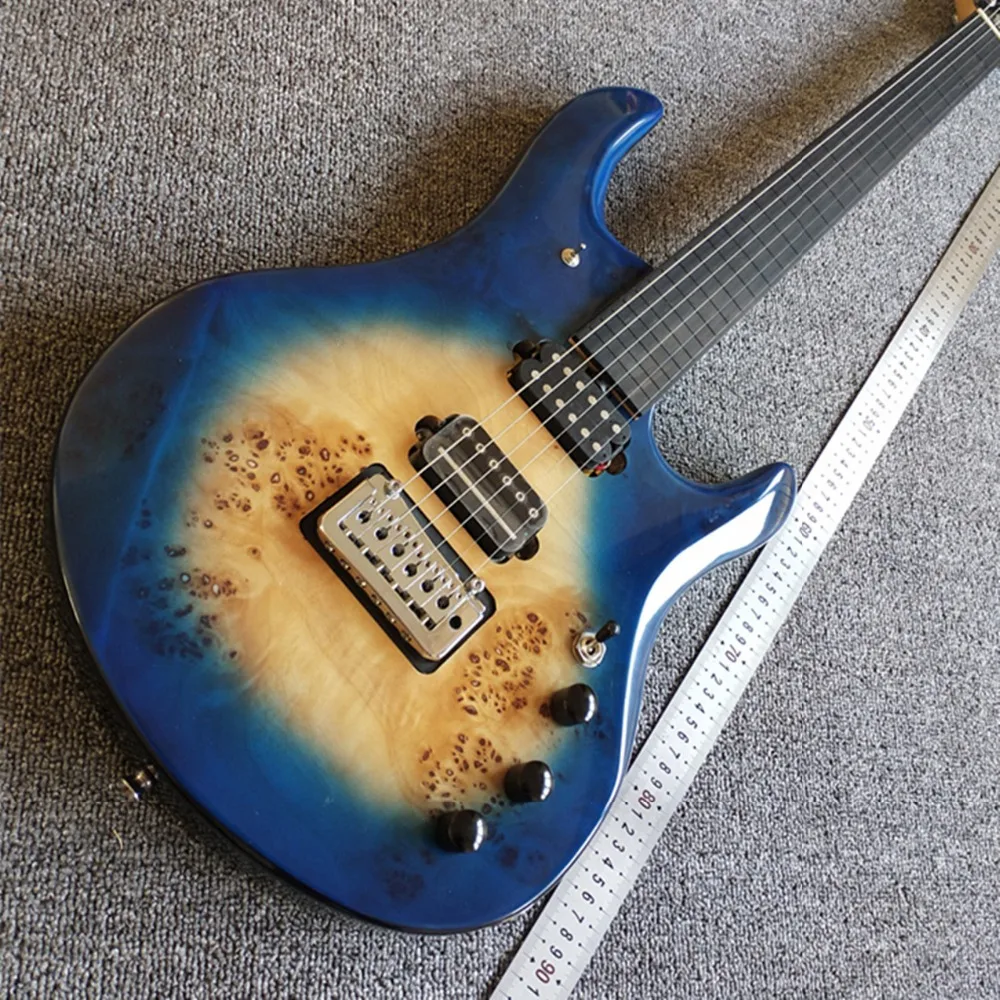 

Fretless JP6 6 Strings Little Electric Guitar,Blue Sunburst Top,locking tuners,NO frets Mini Guitar,Free Shpping
