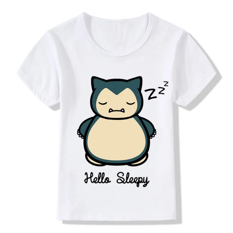 

Pokemon Funny Snorlax Nope Design Children's T shirt Summer Baby Boys Girls Cartoon Tops Tees Kids Casual Clothes,HKP5161